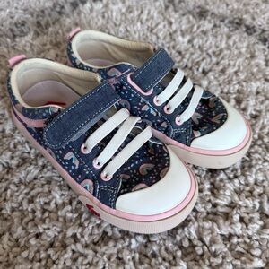 See Kai Run Girls Sneakers rainbow chambray denim size 11